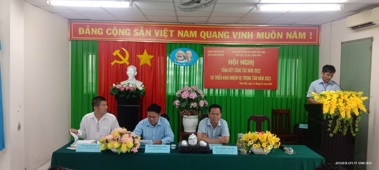 Bến xe khách Châu Đốc tổ chức hội nghị Tổng kết công tác năm 2022 và triển khai phương hướng nhiệm vụ năm 2023